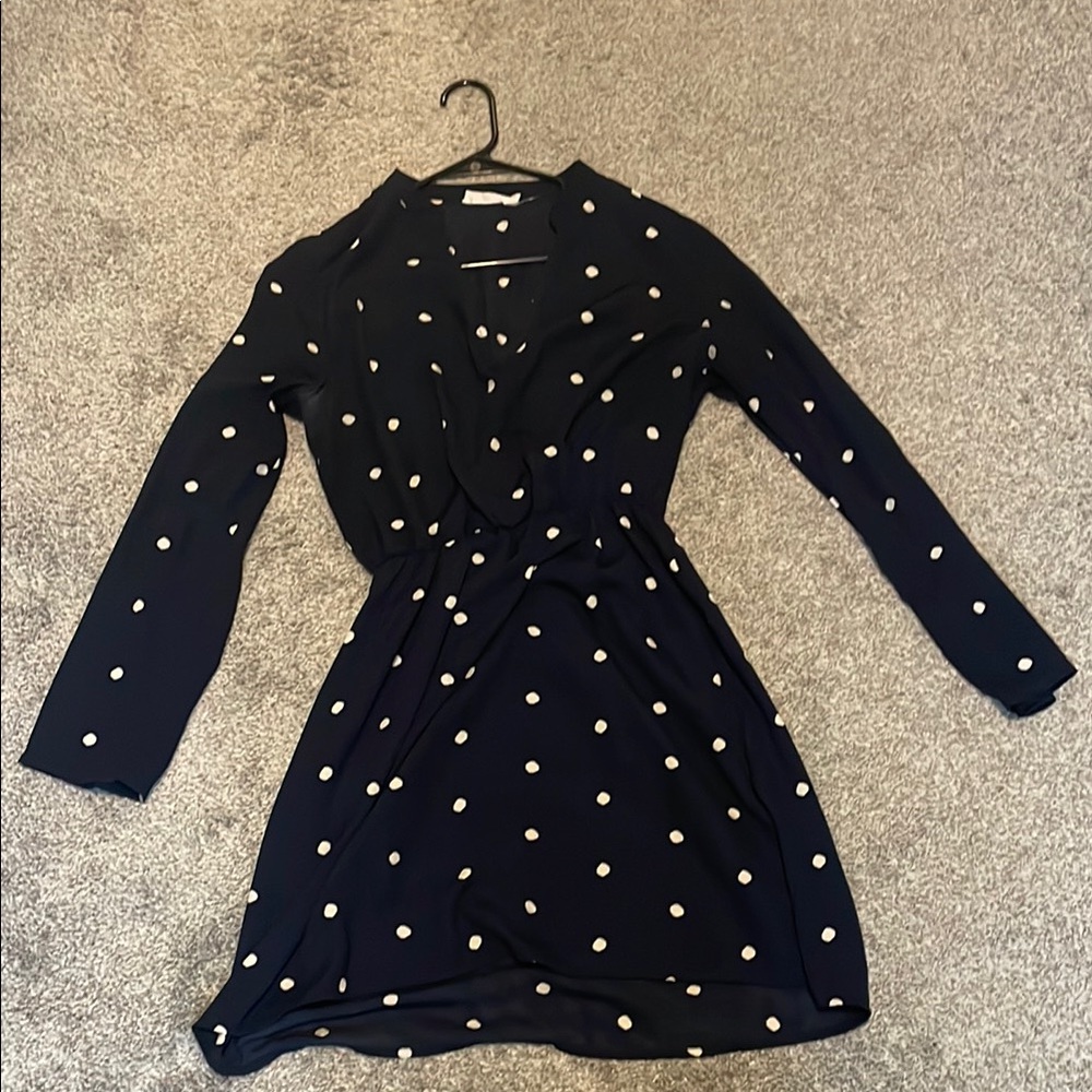 All in Favor Blue Wrap Dress Long Sleeve V-Neck